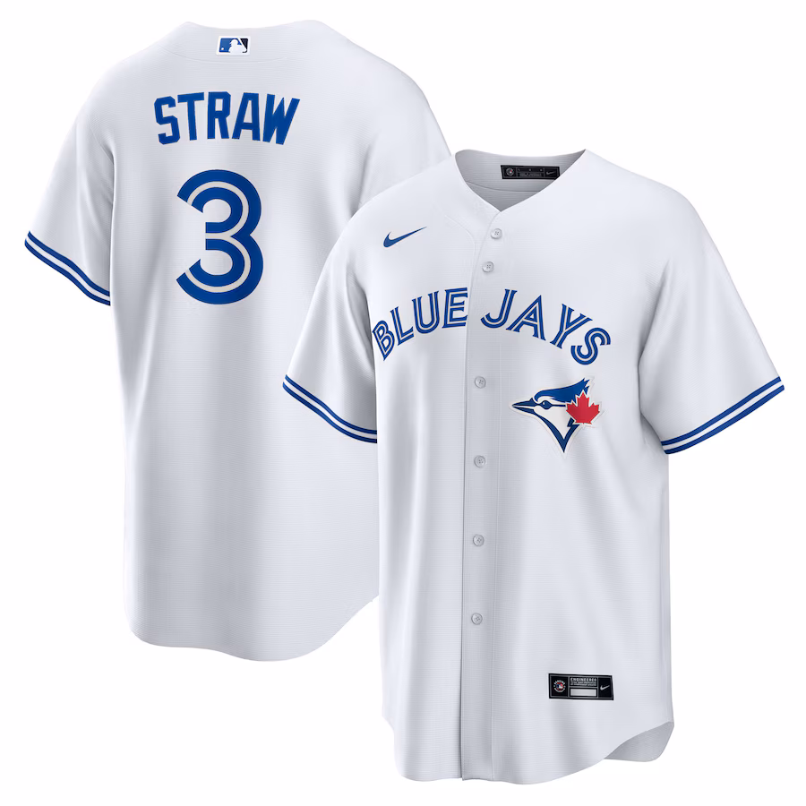 Men's Toronto Blue Jays Myles Straw Nike White Home Replica Jersey - Ujersey