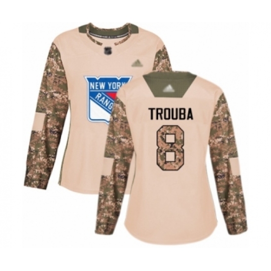 Women's New York Rangers #8 Jacob Trouba Authentic Camo Veterans Day Practice Hockey Jersey - Ujersey