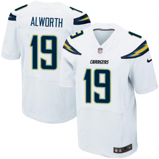 Men's Nike Los Angeles Chargers #19 Lance Alworth Elite White NFL Jersey - Ujersey