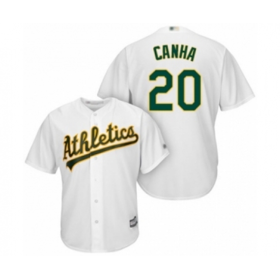 Youth Oakland Athletics #20 Mark Canha Authentic White Home Cool Base Baseball Player Jersey - Ujersey
