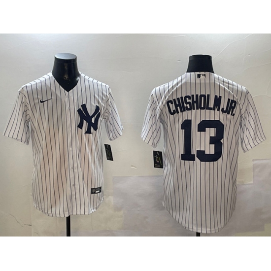 Men's New York Yankees #13 Jazz Chisholm Jr. White Cool Base Stitched Baseball Jersey - Ujersey