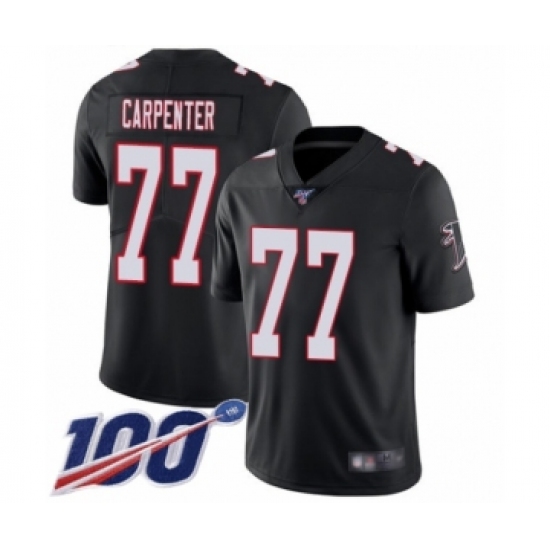 Men's Atlanta Falcons #77 James Carpenter Black Alternate Vapor Untouchable Limited Player 100th Season Football Jersey - Ujersey