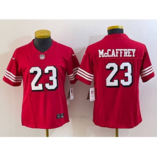 Women's San Francisco 49ers #23 Christian McCaffrey New Red 2023 F.U.S.E. Vapor Untouchable Football Stitched Jersey - Ujersey