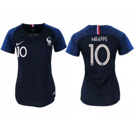 Women's France #10 Mbappe Home Soccer Country Jersey
