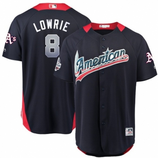 Men's Majestic Oakland Athletics #8 Jed Lowrie Game Navy Blue American League 2018 MLB All-Star MLB Jersey - Ujersey