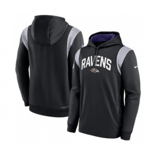 Men's Baltimore Ravens Black Sideline Stack Performance Pullover Hoodie - Ujersey