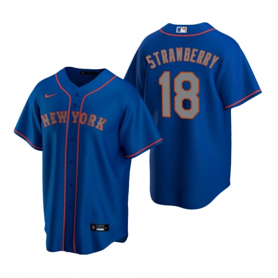 Men's Nike New York Mets #18 Darryl Strawberry Royal Alternate Road Stitched Baseball Jersey - Ujersey