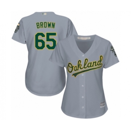 Women's Oakland Athletics #65 Seth Brown Authentic Grey Road Cool Base Baseball Player Jersey