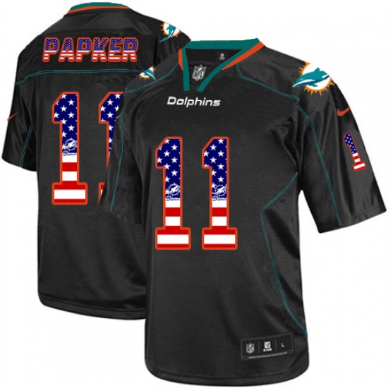 Men's Nike Miami Dolphins #11 DeVante Parker Elite Black USA Flag Fashion NFL Jersey - Ujersey
