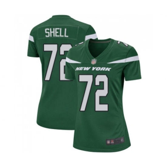 Women's New York Jets #72 Brandon Shell Game Green Team Color Football Jersey - Ujersey