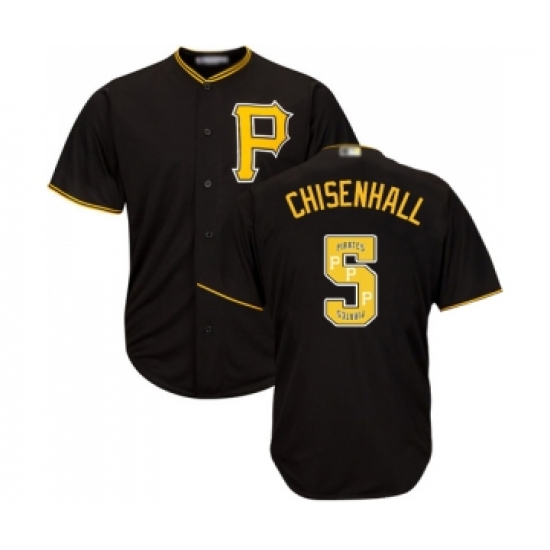 Men's Pittsburgh Pirates #5 Lonnie Chisenhall Authentic Black Team Logo Fashion Cool Base Baseball Jersey - Ujersey