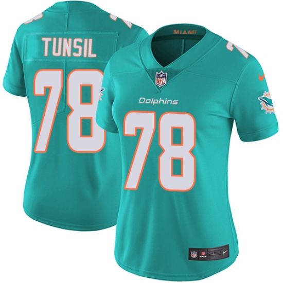 Women's Nike Miami Dolphins #78 Laremy Tunsil Aqua Green Team Color Vapor Untouchable Limited Player NFL Jersey - Ujersey
