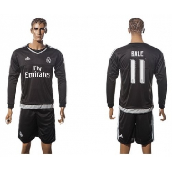 Real Madrid #11 Bale Black Long Sleeves Soccer Club Jersey