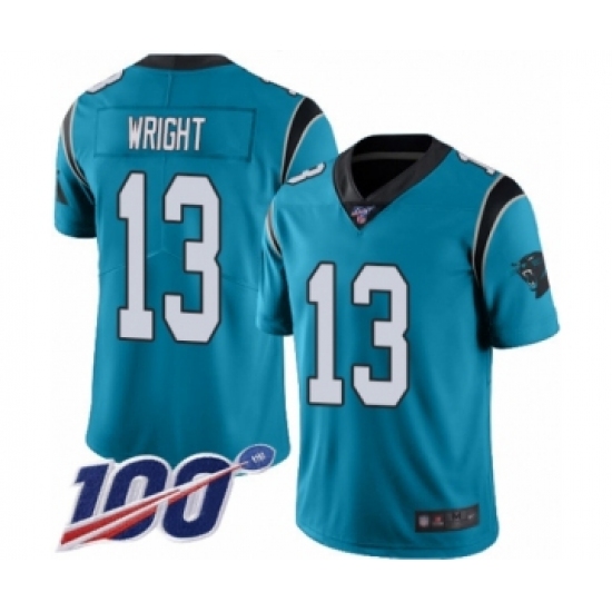 Men's Carolina Panthers #13 Jarius Wright Limited Blue Rush Vapor Untouchable 100th Season Football Jersey - Ujersey