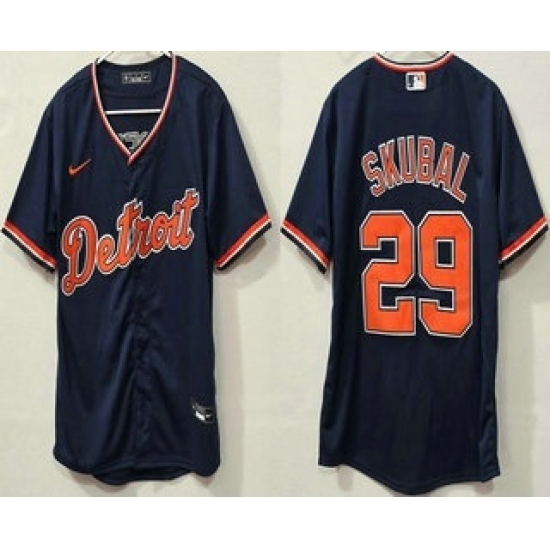 Men's Detroit Tigers #29 Tarik Skubal Navy Cool Base Jersey - Ujersey