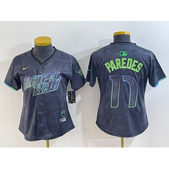 Women's Tampa Bay Rays #17 Isaac Paredes Charcoal 2024 City Connect Limited Cool Base Jersey - Ujersey