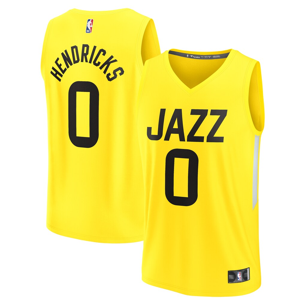 Men's Utah Jazz Taylor Hendricks Fanatics Yellow Fast Break Replica Jersey - Icon Edition - SUjersey01