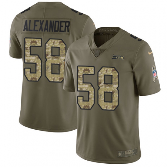 Men's Nike Seattle Seahawks #58 D.J. Alexander Limited Olive/Camo 2017 Salute to Service NFL Jersey - Ujersey