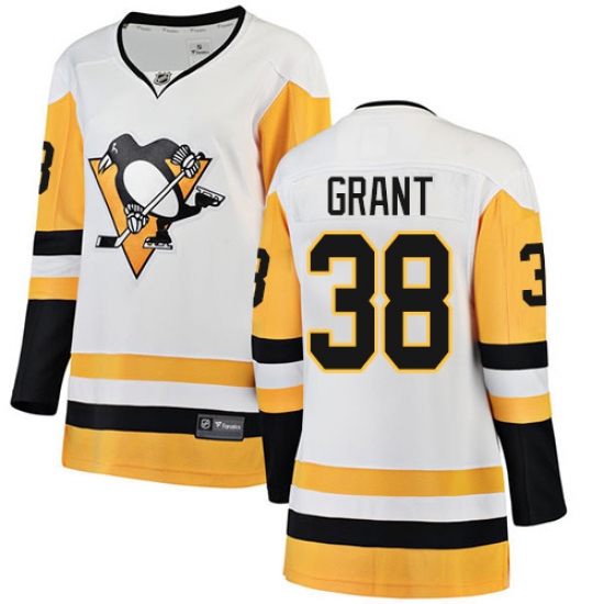 Women's Pittsburgh Penguins #38 Derek Grant Authentic White Away Fanatics Branded Breakaway NHL Jersey - Ujersey