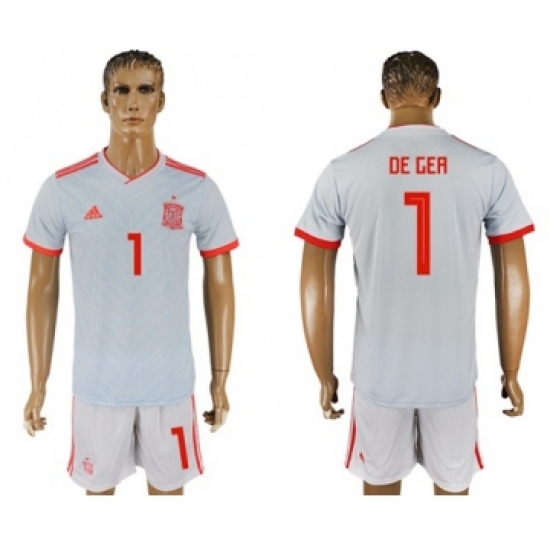 Spain #1 De Gea Away Soccer Country Jersey