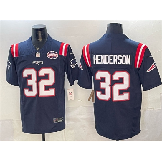 Men's New England Patriots #32 TreVeyon Henderson Navy F.U.S.E. 2025 AFC East Championship Vapor Limited Stitched Football Jersey - Ujersey