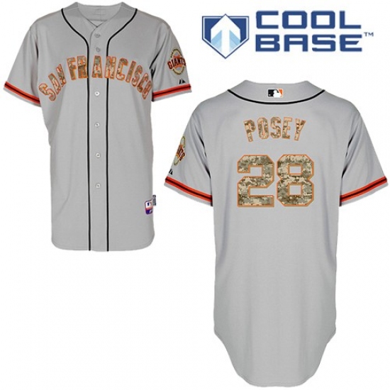 Men's Majestic San Francisco Giants #28 Buster Posey Replica Grey USMC Cool Base MLB Jersey - Ujersey