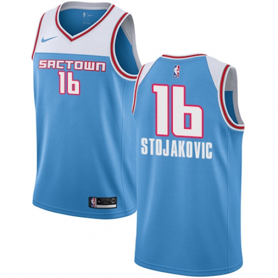 Men's Nike Sacramento Kings #16 Peja Stojakovic Swingman Blue NBA Jersey - 2018 19 City Edition - Ujersey