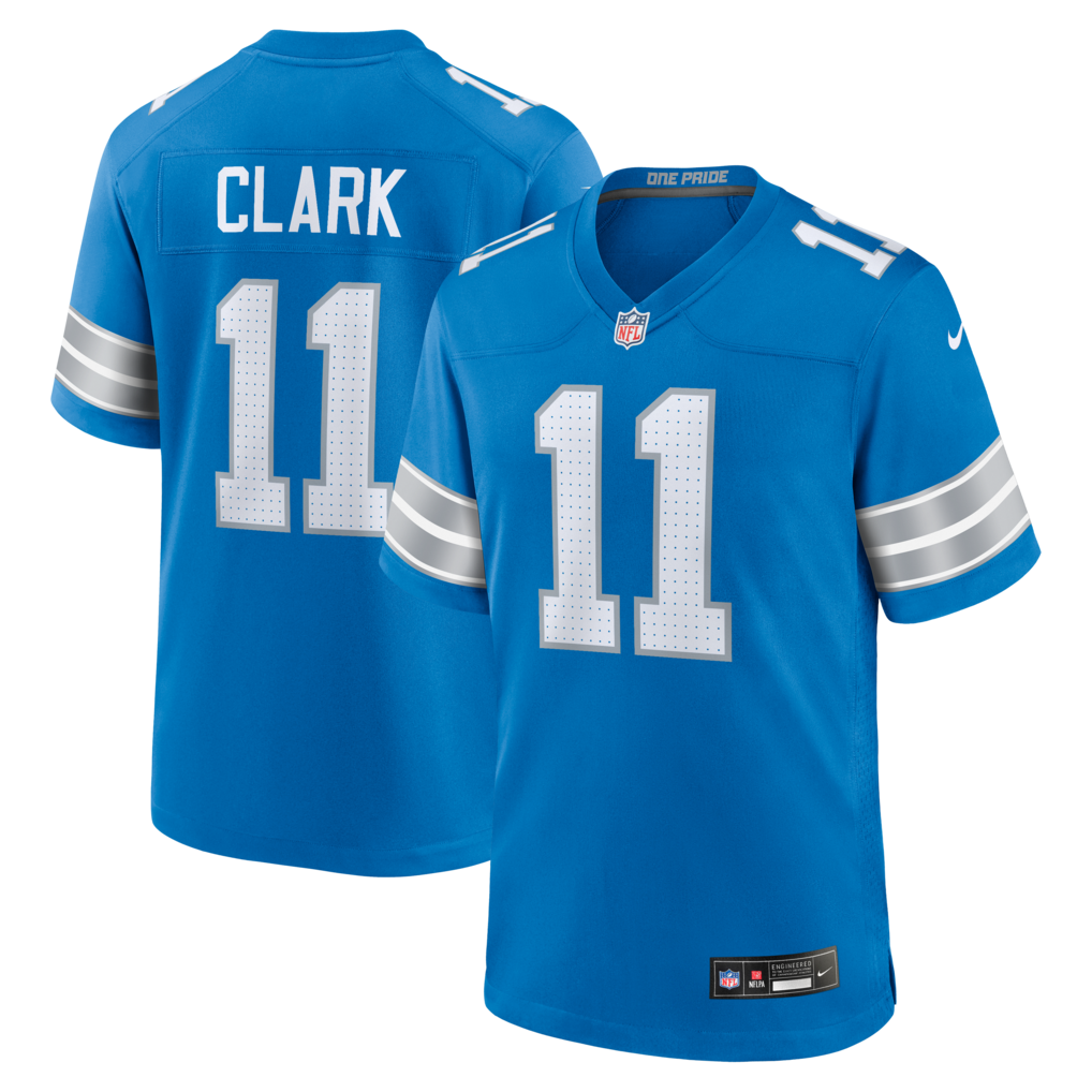 Men's Detroit Lions Damone Clark Nike Blue Team Game Jersey - U-jersey