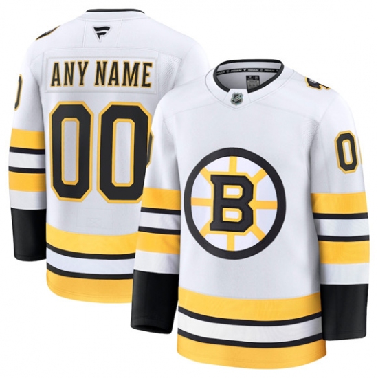 Men's Boston Bruins Active Player Custom White 2025 Away Stitched Hockey Jersey - Ujersey