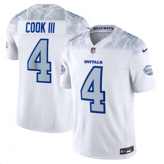 Men's Buffalo Bills #4 James Cook III White 2025 F.U.S.E. “Rivalries” Vapor Untouchable Limited Stitched Football Jersey - Ujersey