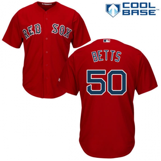 Youth Majestic Boston Red Sox #50 Mookie Betts Authentic Red Alternate Home Cool Base MLB Jersey - Ujersey