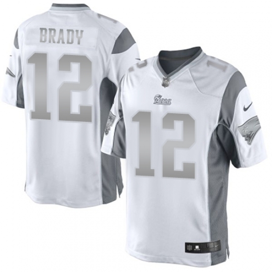 Men's Nike New England Patriots #12 Tom Brady Limited White Platinum NFL Jersey - Ujersey