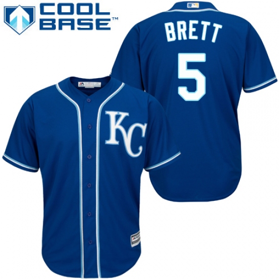 Youth Majestic Kansas City Royals #5 George Brett Authentic Blue Alternate 2 Cool Base MLB Jersey - Ujersey