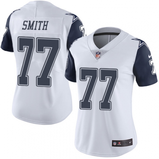 Women's Nike Dallas Cowboys #77 Tyron Smith Limited White Rush Vapor Untouchable NFL Jersey - Ujersey