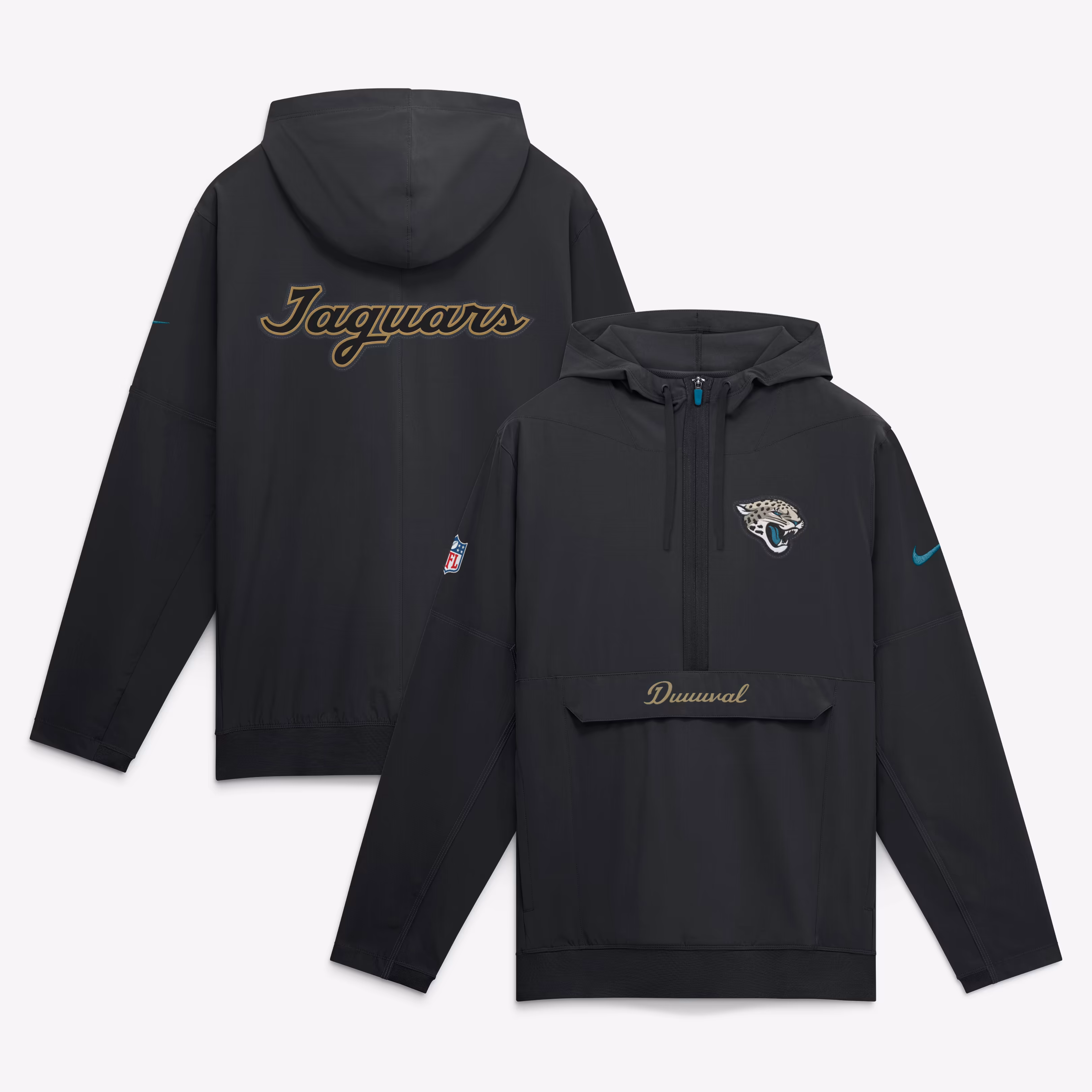 Men's Jacksonville Jaguars  Nike Black 2026 Rivalries Collection Sideline Anorak Half-Zip Jacket - U-jersey