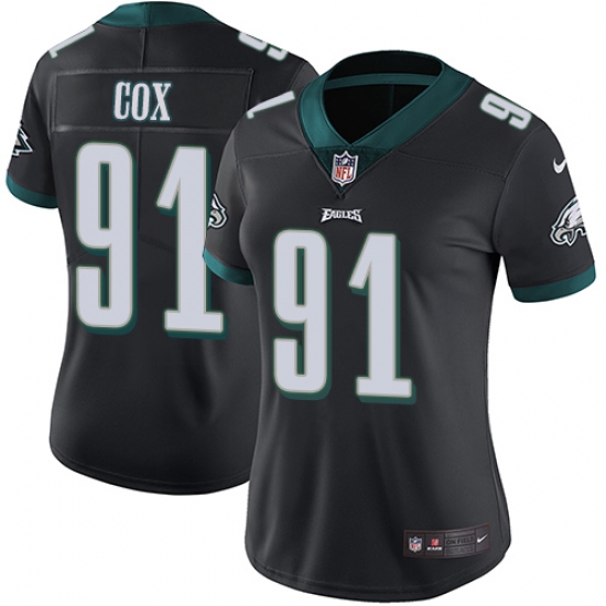 Women's Nike Philadelphia Eagles #91 Fletcher Cox Black Alternate Vapor Untouchable Limited Player NFL Jersey - Ujersey