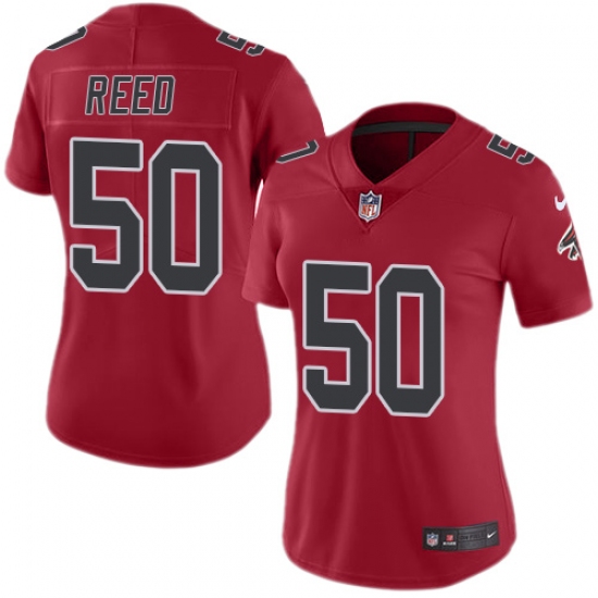 Women's Nike Atlanta Falcons #50 Brooks Reed Limited Red Rush Vapor Untouchable NFL Jersey - Ujersey