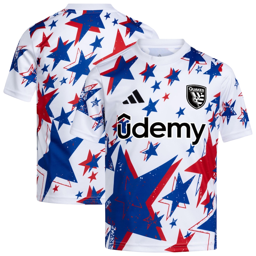 Youth San Jose Earthquakes adidas White 2026 Americana Pre-Match Jersey - ujerseystore