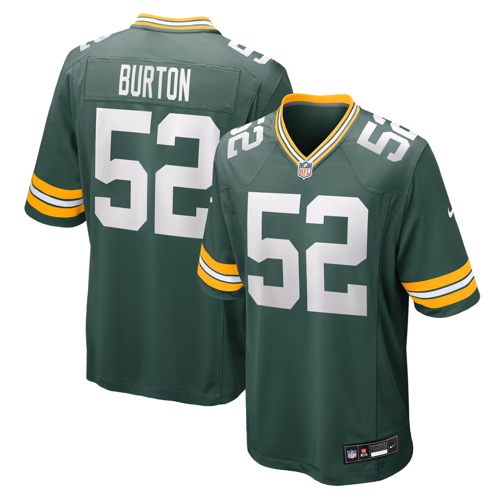 Men's Green Bay Packers Jager Burton Nike Green Team Game Jersey - U-jersey
