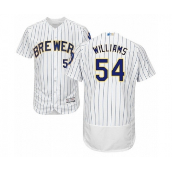 Men's Milwaukee Brewers #54 Taylor Williams White Home Flex Base Authentic Collection Baseball Player Jersey - Ujersey