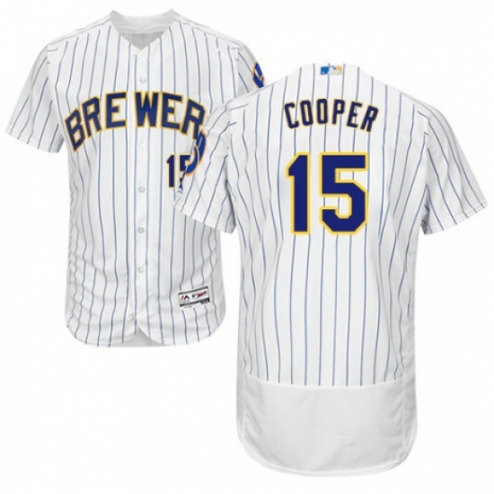 Men's Majestic Milwaukee Brewers #15 Cecil Cooper White Home Flex Base Authentic Collection MLB Jersey - Ujersey