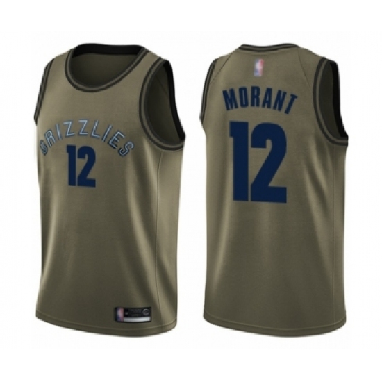 Men's Memphis Grizzlies #12 Ja Morant Swingman Green Salute to Service Basketball Jersey - Ujersey