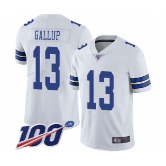 Men's Dallas Cowboys #13 Michael Gallup White Vapor Untouchable Limited Player 100th Season Football Jersey - Ujersey