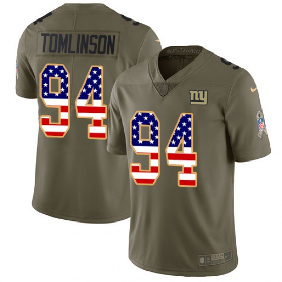 Men's Nike New York Giants #94 Dalvin Tomlinson Limited Olive/USA Flag 2017 Salute to Service NFL Jersey - Ujersey
