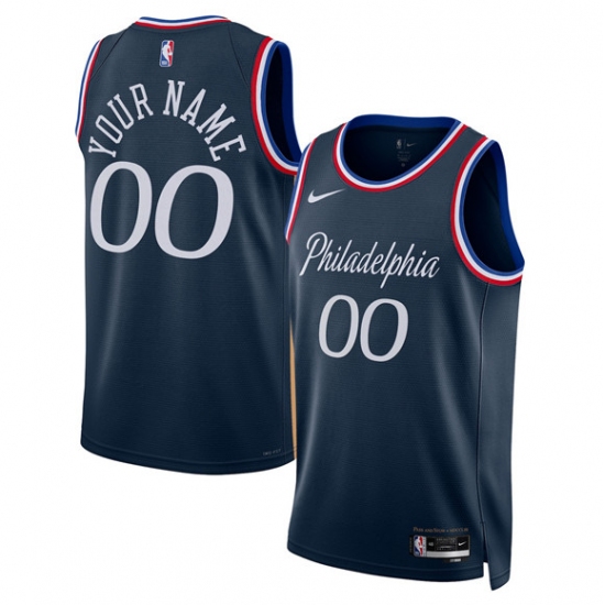 Men's Philadelphia 76ers Active Player Custom Navy 2025-26 City Edition Swingman Stitched Jersey - Ujersey