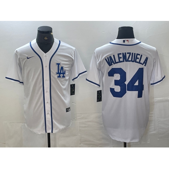 Men's Los Angeles Dodgers #34 Toro Valenzuela White Cool Base Stitched Baseball Jersey - Ujersey