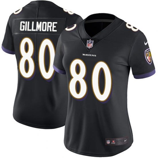 Women's Nike Baltimore Ravens #80 Crockett Gillmore Black Alternate Vapor Untouchable Limited Player NFL Jersey - Ujersey