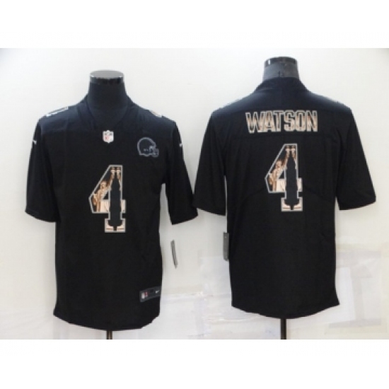 Men's Cleveland Browns #4 Deshaun Watson Black Statue of Liberty Limited Stitched Jersey - Ujersey