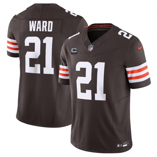 Men's Cleveland Browns #21 Denzel Ward Brown 2024 F.U.S.E. With 1-Star C Vapor Untouchable Limited Stitched Jersey - Ujersey