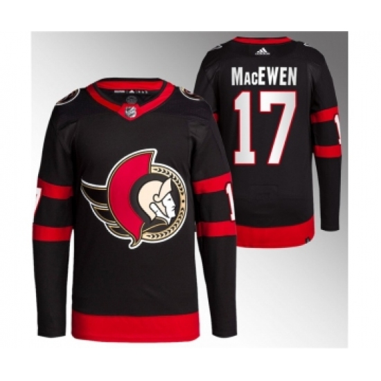 Men's Ottawa Senators #17 Zack MacEwen Black Premier Breakaway Stitched Jersey - Ujersey